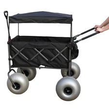  Beach Wagon for Kids with Big Wheels for Sand, Stroller Wagon with 13'' Balloon
