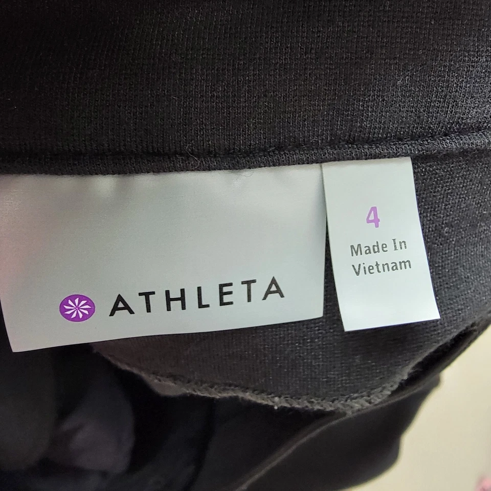 Pantalones de vestir Athleta para mujer 4 negros bolsillos delanteros planos pierna recta Foto 2 de 4