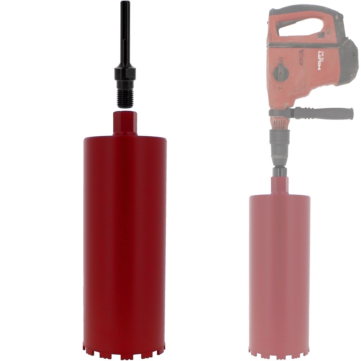 Couronne Diamantée Pour Carotteuse, Avec Turbo 10 Mm, L 460 Mm, Diamètre 162 Mm, Adaptateur SDS