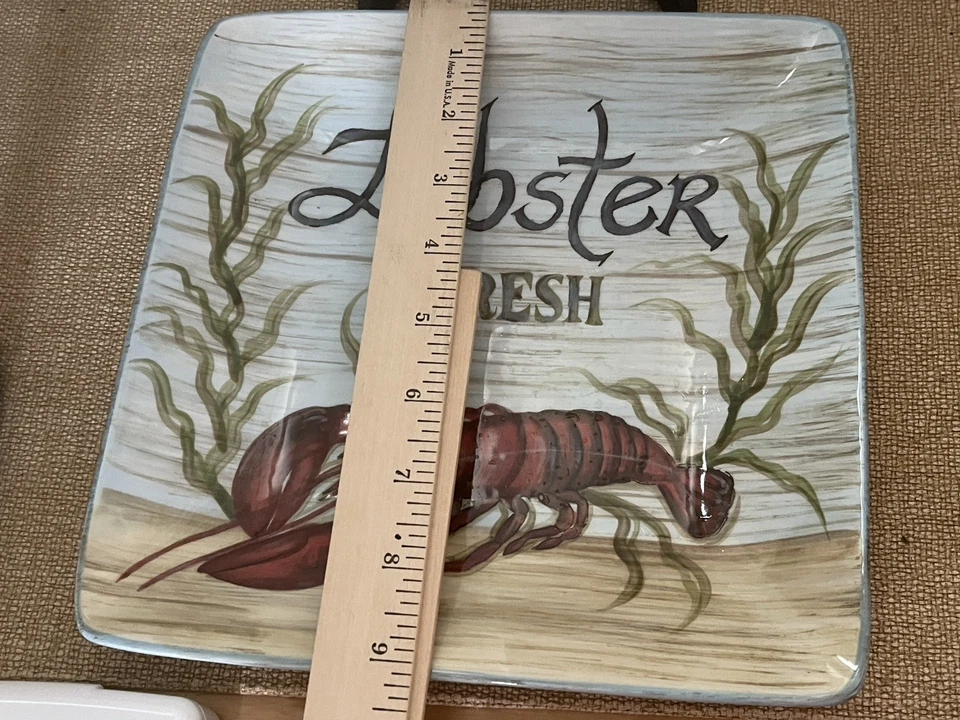 Plato cuadrado Kate McRostie langosta mariscos frescos 9 x 9 certificado internacional Foto 4 de 4