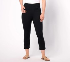 Belle by Kim Gravel Regular Coastal Crop Perfect Ponte Pants Black 2 New