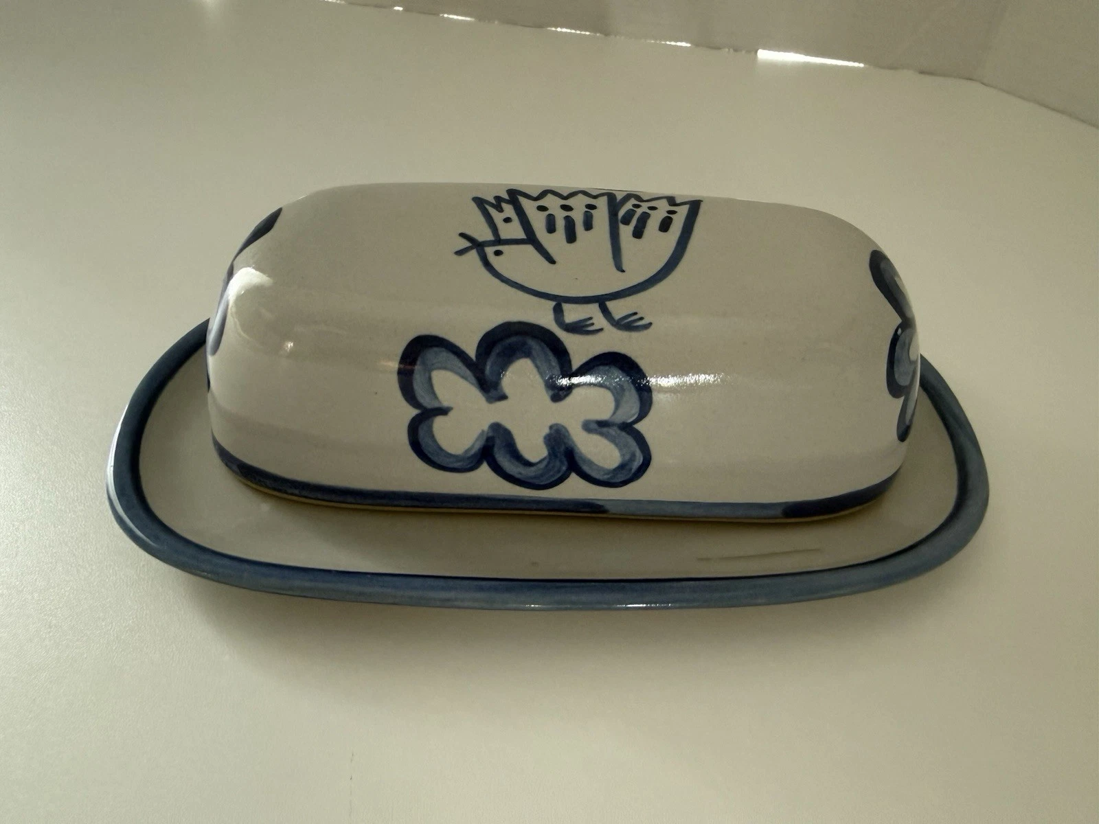 Louisville Stoneware Butter Dish Chicken Flower Utensil Wear