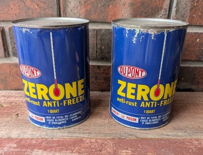 Vintage DuPont Zerone Anti-Rust Anti-Freeze Quart Cans Lot Of 2