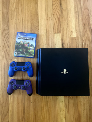 Sony PlayStation 4 Pro 1TB Console Black + 2 Pro Controllers + Minecraft