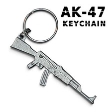 Handmade Pewter AK-47 Keychain - 2โ Hand Cast Metal Gun Keyring USA MADE!!!