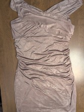 Guess Los Angeles Crushed Beige Shimmering Size XL Dress rusched Sides & Chest 