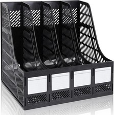 A4 Desk Organiser - 4-Tier Sturdy File Holder for Documents & Magazines