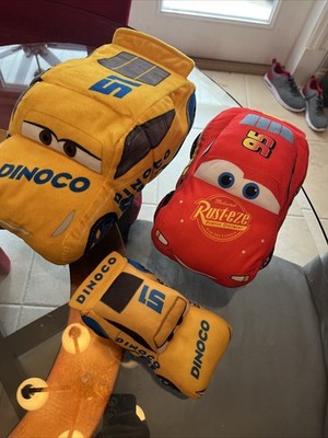 Disney Cars Red Lightning Mcqueen Yellow 51 Dinoco Stuffed Flip a