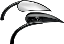 Arlen Ness Micro Black Pair Handlebar Curved Teardrop Mirrors fits Harley
