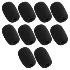 10 Piece Black L 35mm x D10mm Mini Microphone Headset Windscreen Foam 10pcs