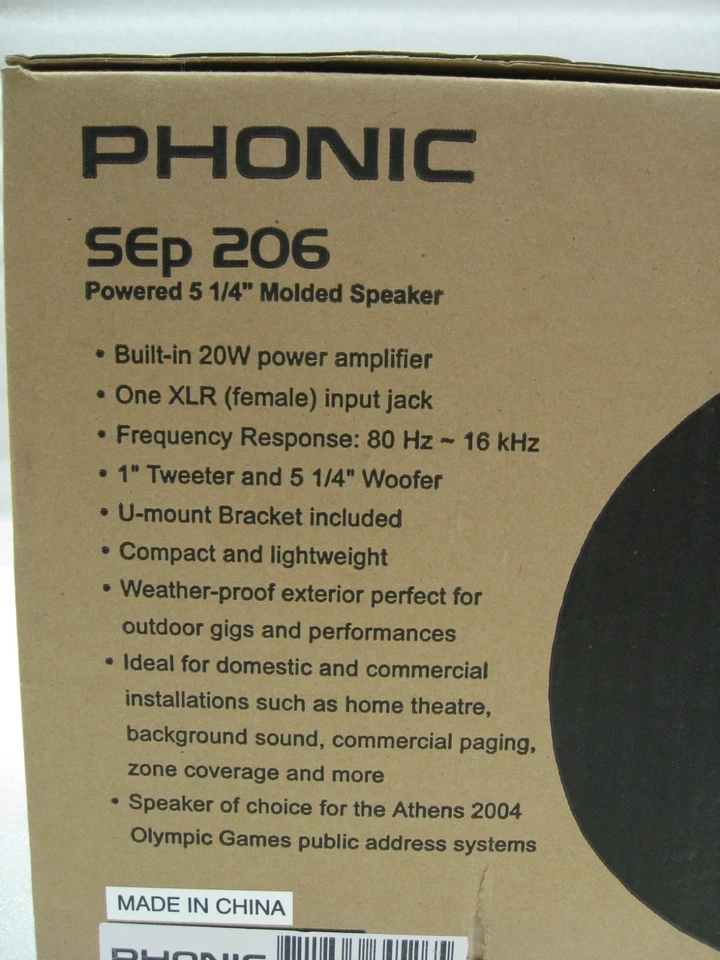 Phonic SEp 206 20W 2-Way Powered Speaker - Rugged and Weather Resistant - NEW - Image 3 of 4