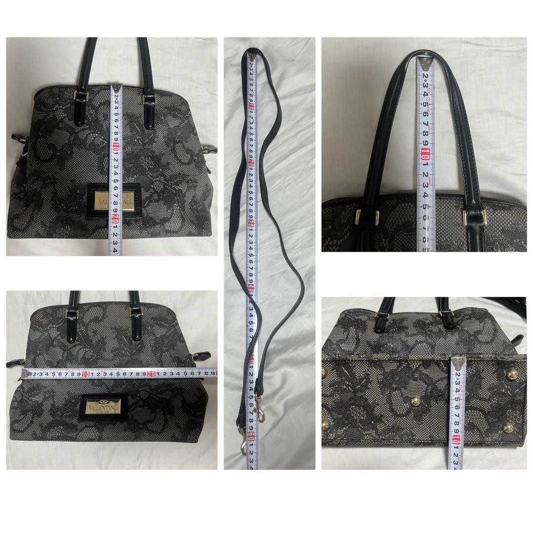 Valentino Garavani Lace Flower Print Bag Black Leather Shoulder Handbag Japan thumbnail 4