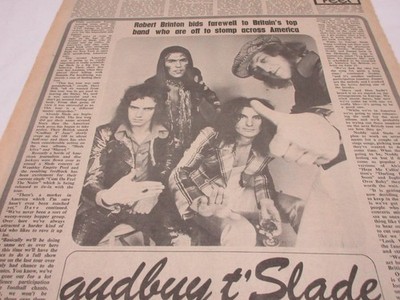 Slade - ¾ page picture/ text from UK Newspaper MELODY MAKER 28.1.1972