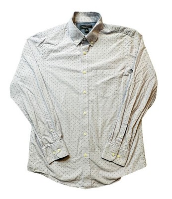 Banana Republic Shirt Mens Medium Gray Blue Micro Print Soft Wash Button Down