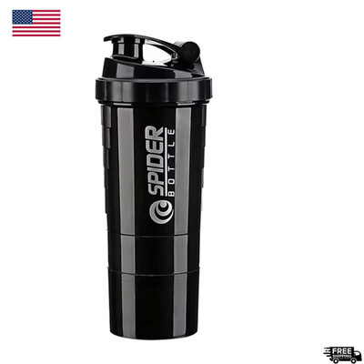 3 Layers Shaker Protein Bottle Powder Shake Cup Water Bottle Plastic Mixing Cup