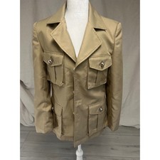 Vintage Safari Field Jacket Tan Khaki 4 Pocket Utility Blazer Military Gorpcore
