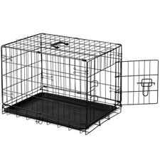 DUMOS Dog Crate, 30 Inch Medium Single Door Dog Cage with Plastic LeakProof P...