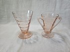 Vintage Anchor Hocking Pink Depression Glass Footed Cup Dish & Sugar Bowl — photo 1