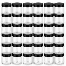 "36 Pack 2 OZ Plastic Jars with Lids, BPA Free, Reusable, Refillable Transparent