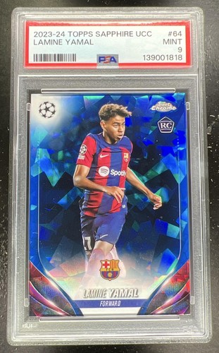 2023 Topps Chrome Sapphire UEFA Club Competitions Lamine Yamal #64 RC PSA 9