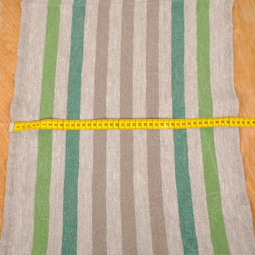 100% linen fabric - heavy french belgium flax dense - striped natur green brown - Picture 2 of 12