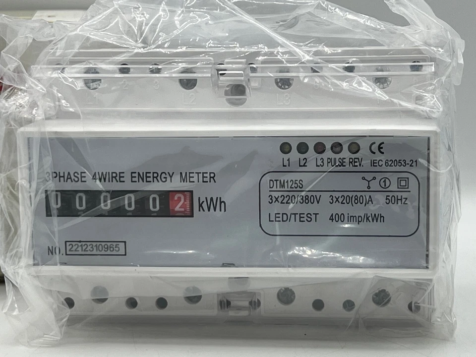 220V 3 X 20 (80) A 3 Phase 4 Wire Din Rail Electronic Energy Meter, S Type - Image 2 of 4