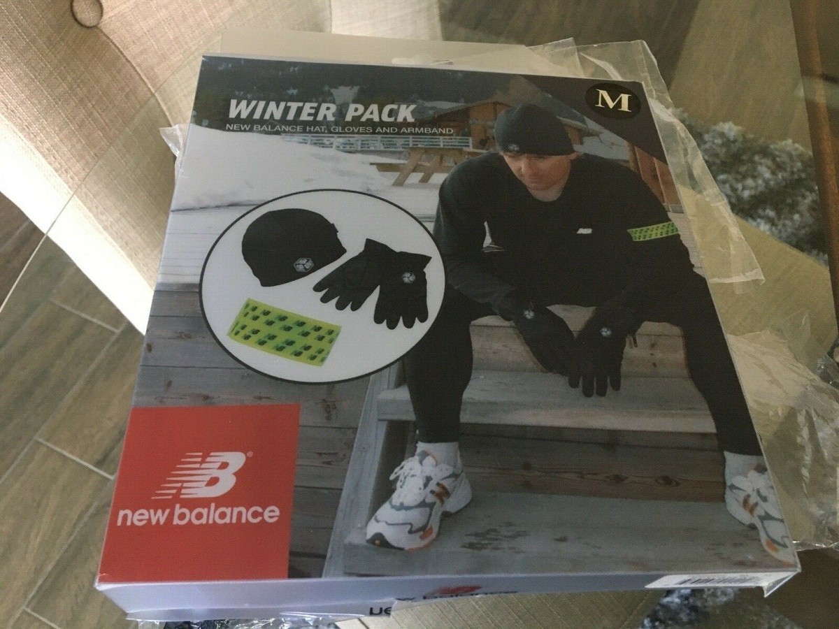 New Balance Mens Running Winter Pack Hat Gloves Set -NEW
