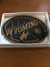 Wyoming Federated Firefighters Buckle LE 1985 Solid Bronze SN-156