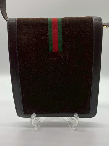 Borsa a tracolla Gucci scamosciata marrone linea sherry autenticità - Foto 2 di 11