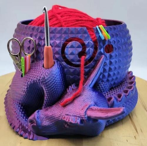 1 x bol en fil de dragon et d'oeuf fantastique tricot rangement support organisateur pour crochet - Photo 1 sur 15