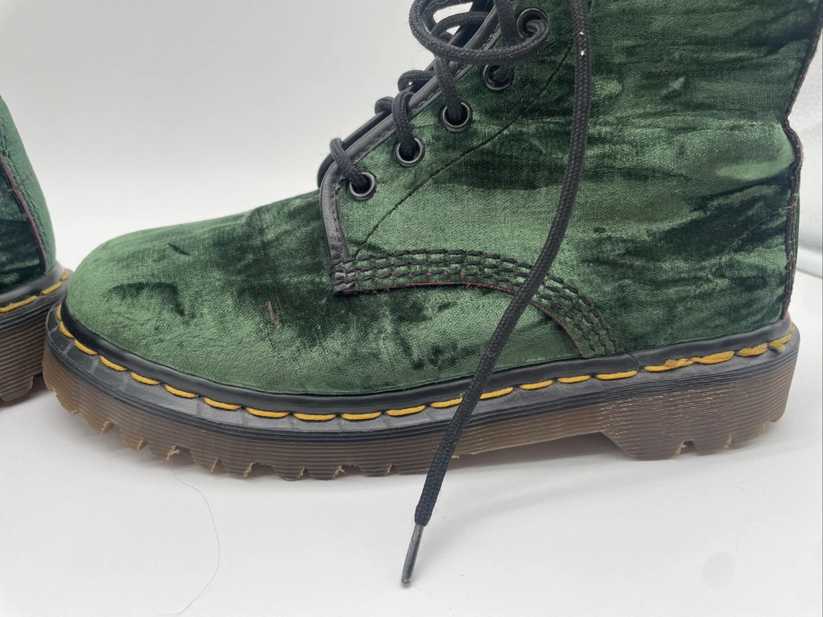 Green velvet doc martens clearance