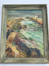 Mid Century Painting Beach Coastal Landscape American Regionalism Listed Berger