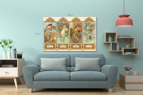 Alphonse Mucha The Four Seasons Canvas Wall Art Picture Print - Picture 4 of 7