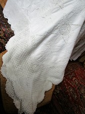 Festive ART NOUVEAU ART NOVEU HANDMADE EMBROIDERED TABLECLOTH BLANKET FINE LINEN
