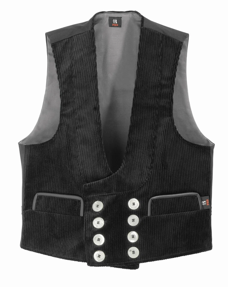 FHB Zunftweste FRITZ Trenkercord Dreidraht Echtleder Zunft-Weste 20schwarz 60616 - Bild 1 von 1