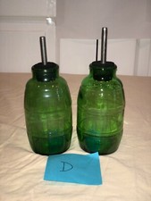 Vintage Green Glass Set of 2 Water Feeders (D)