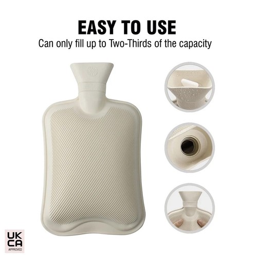 2L Hot Water Bottle with Cover Natural Rubber Fluffy Warmer for Pain Relief - Picture 6 of 8