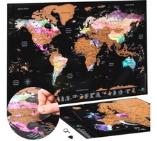 Lot Of 2 Scratch Off World Map 42x70cm BONUS EU Map 30x42 Watercolor New Travel