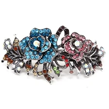 NEW metal Barrette flowers rhinestones crystal hair clip bridal barrette claw 