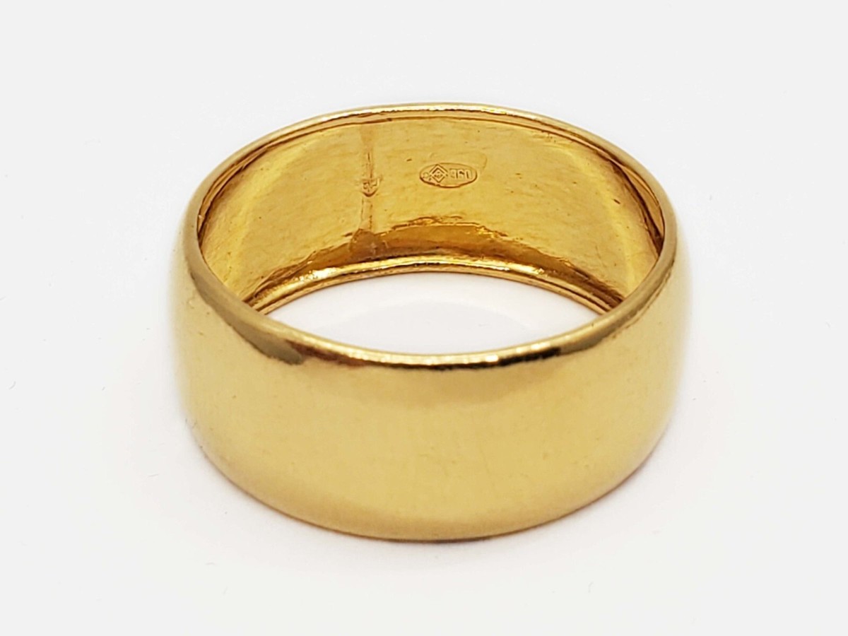 9mm Wide Band Ring 960 23k Gold Size BJ Designer