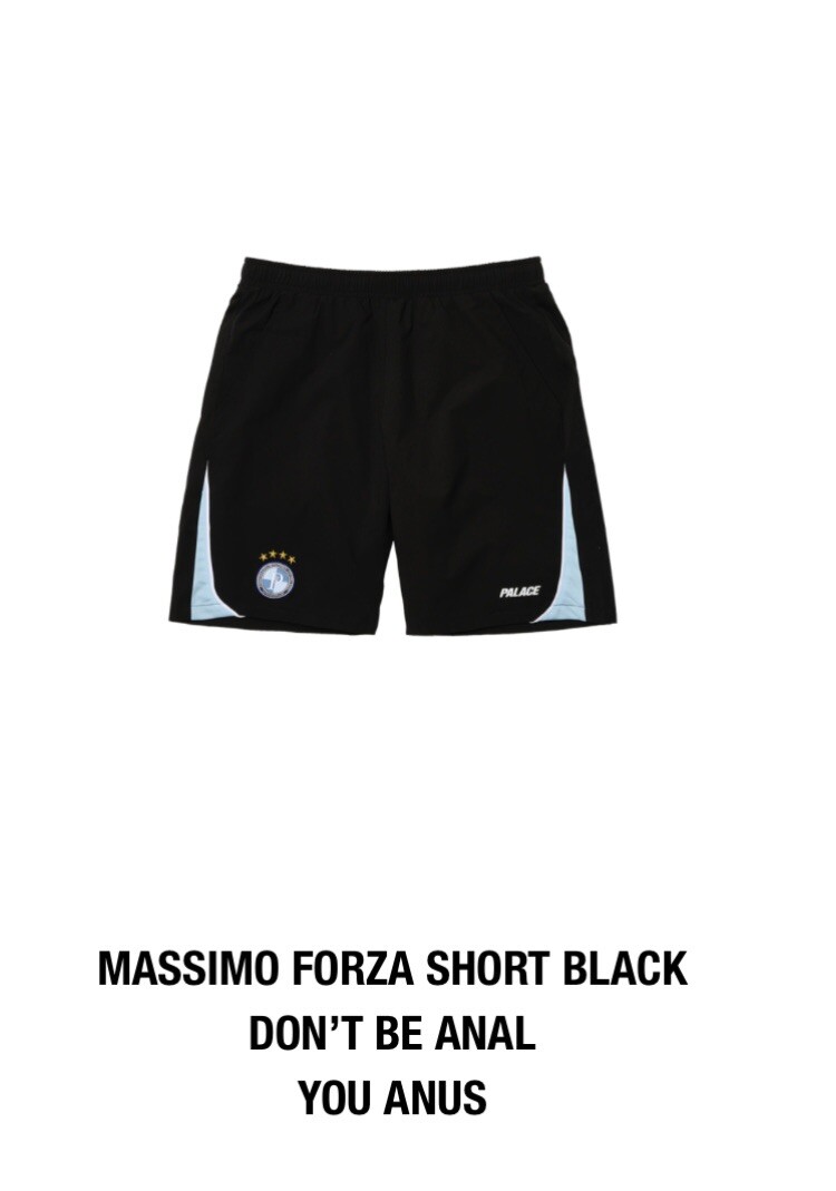PALACE SKATEBOARDS MASSIMO FORZA SHORT BLACK SIZE LARGE SUMMER