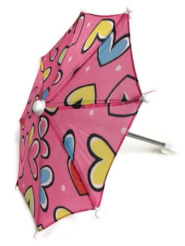 Pink with Hearts Umbrella for 18 inch Girl Dolls Accessory Clothes - 第 1/4 張圖片
