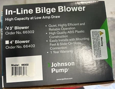 US37 Johnson Pump SPX 66302 In-Line Bilge 3" Blower NEW