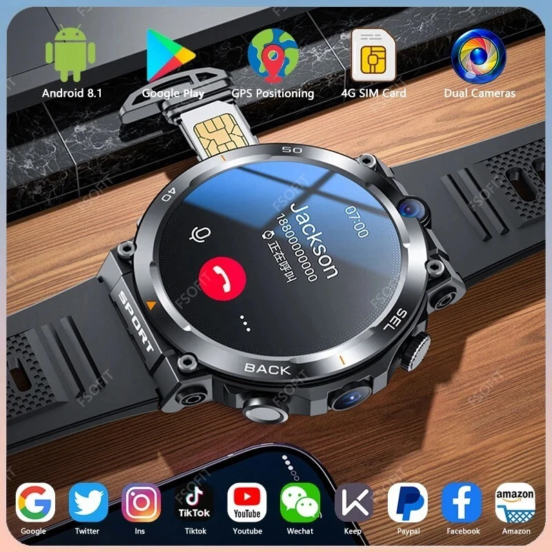 2025 Smart Watch With SIM Card Camera, 2G RAM GPS WiFi NFC Android for Men Women - Image 3 of 4