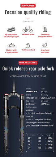Mountain Bike Shock Bicycle Suspension Oil/Gas Fork 20 or 24 Inch 100 120 140mm - Picture 17 of 26