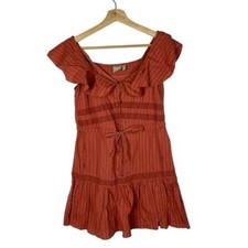 ASOS Dark Orange Button Front Ruffle Mini Dress 0