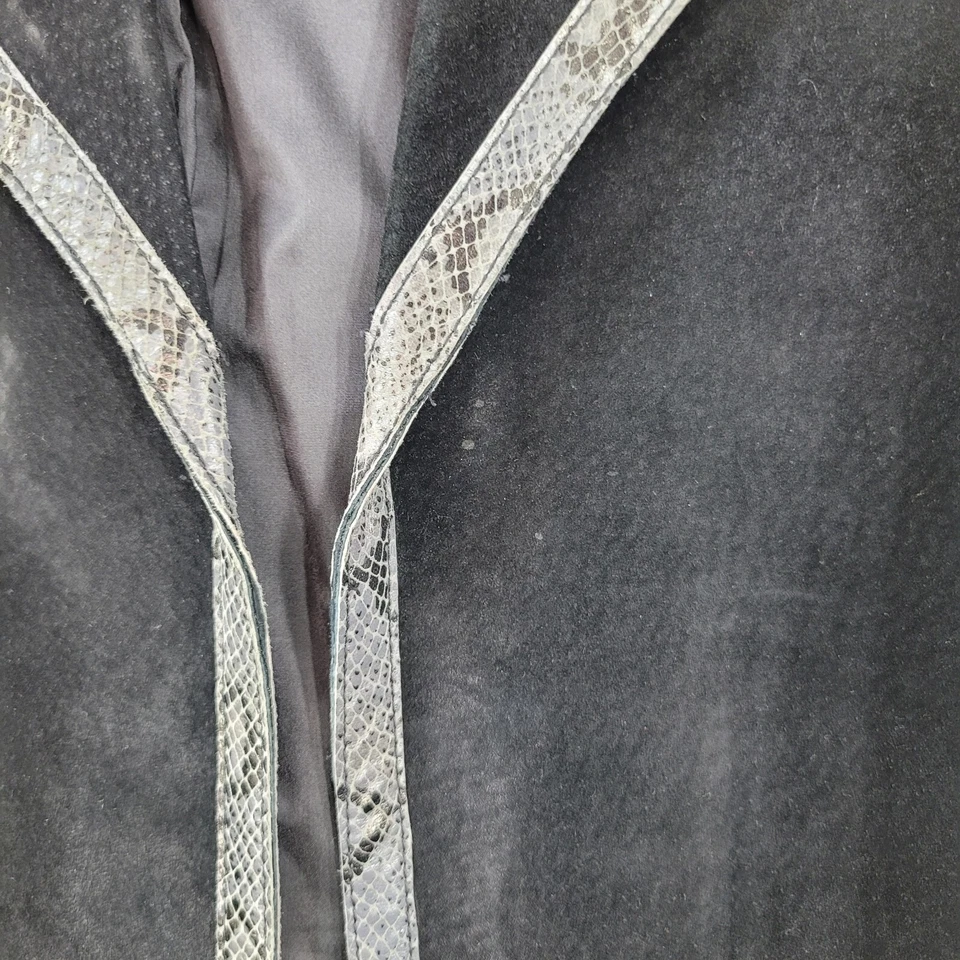 Vintage Doncaster Size 8 Suede Leather Jacket Coat Blazer top black Snake Trim - Image 3 of 4