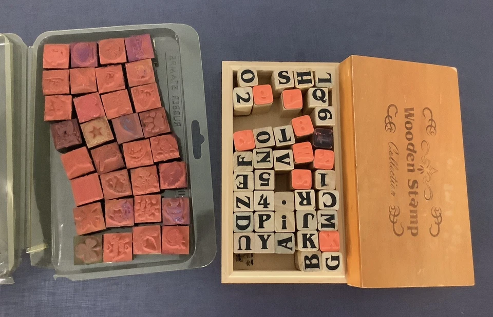 Conjunto de estampillas de goma vintage para toda la noche letras con puntos fiesta infantil Foto 2 de 4