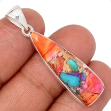 Composite Kingman Pink Dahlia Turquoise 925 Silver Pendants Jewelry CP73759