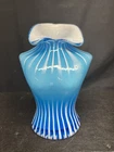 A Gorgeous Vintage Murano Style Art Glass Women’s Torso Vase Blue White Stripe